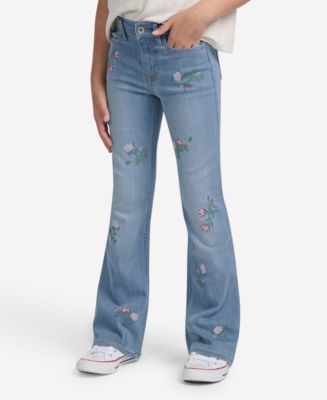 Jeans Candie's Pour Juniors Taille 5 - Imprimé Floral Sur La Ceinture - Longueur D'entrejambe 27" - Occasion Très Bon état