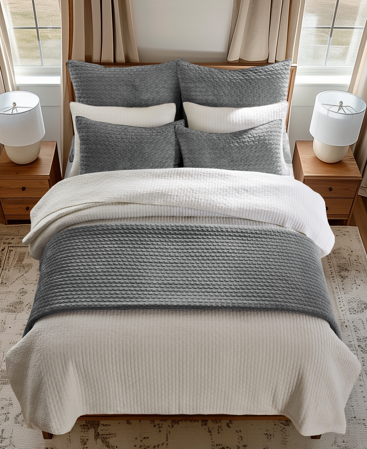 Levtex Velvet Stitch Reversible 2-pc. Quilt Set, Twin/twin Xl In Gray