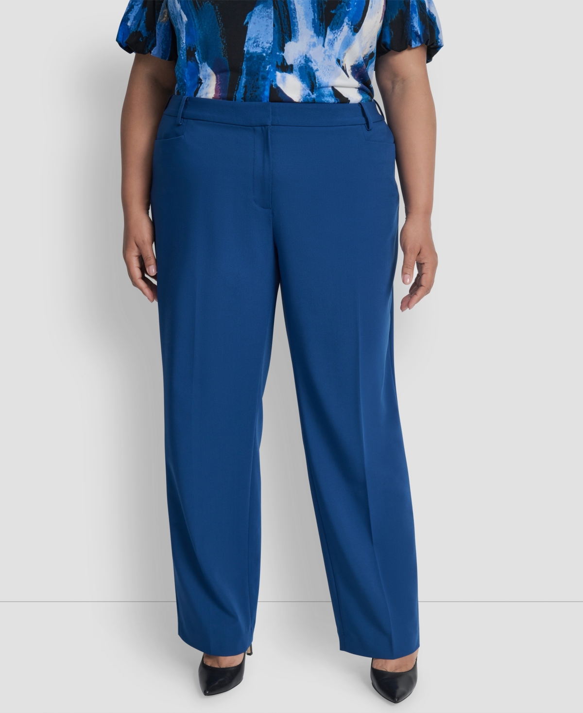 Dkny Plus Size Modern-fit Straight-leg Pants In Blue