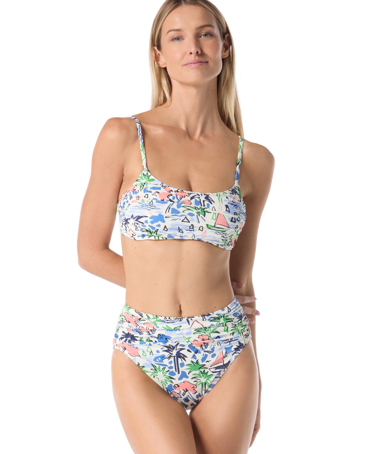 Kate Spade Women's Shirred Bra Bikini Top In Multi