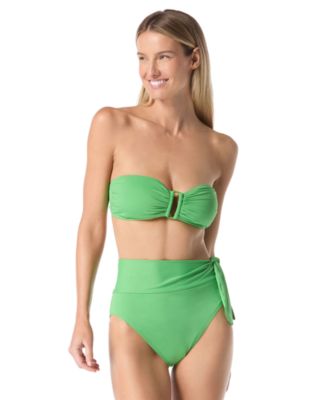 Kate Spade Womens Ring Front Bandeau Top High Waist Bottom In Green