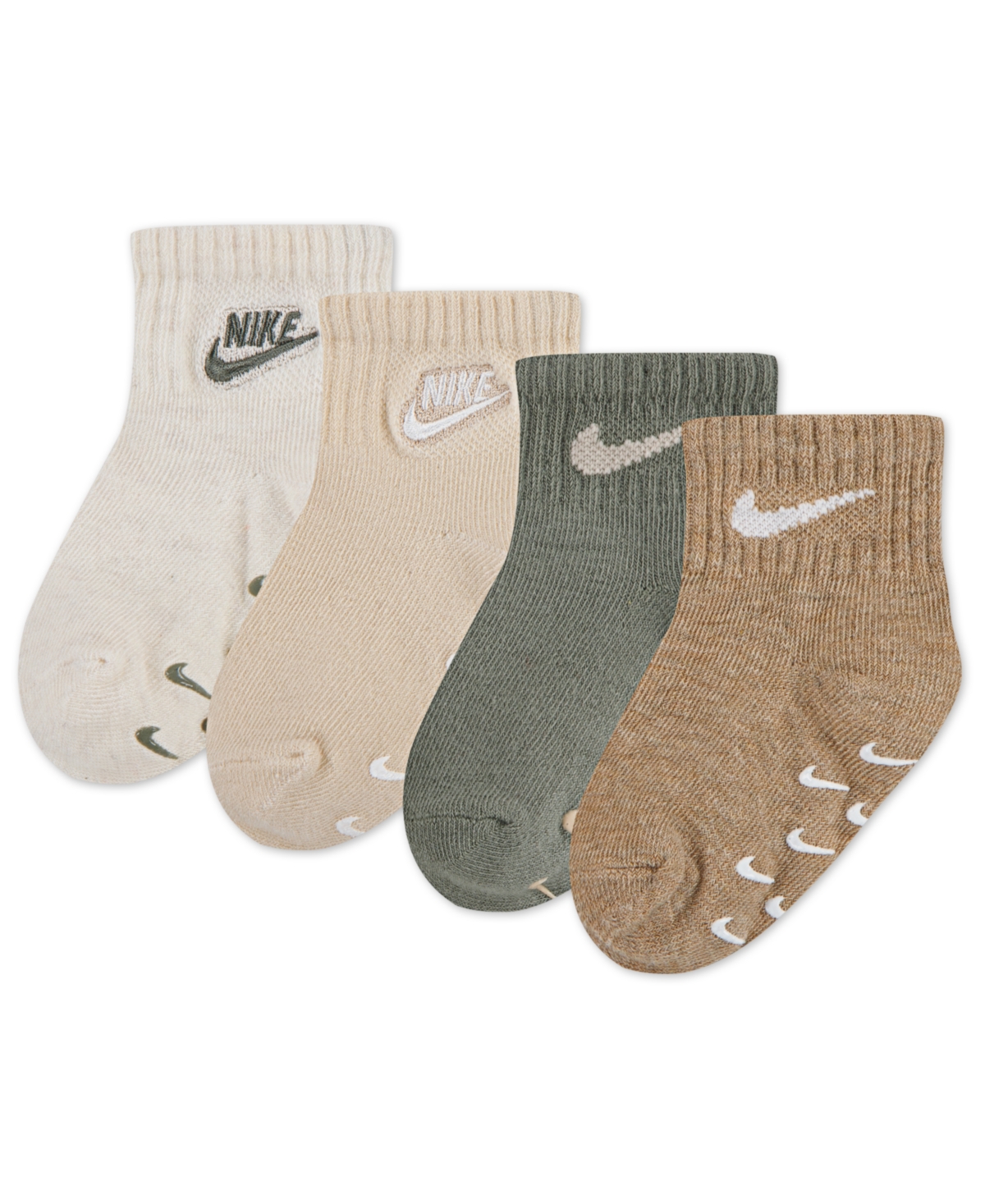 Nike Baby And Toddler 4-pack Logo Gripper Socks In Neutral