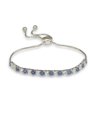 Suzy Levian Sterling Sapphire & Created Sapphire Alternating Bolo Bracelet