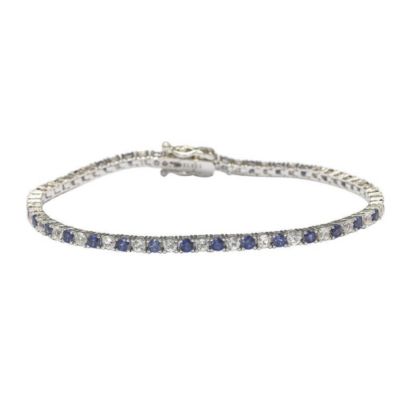 7 in Sterling Silver Sapphire Tennis Bracelet