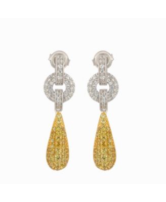 Sterling Silver White Topaz Tear Drop Dangle Earrings