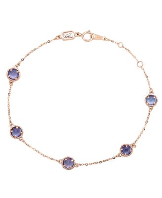 Suzy Levian 14K Gold 1.25 Cttw Round Cut Tanzanite Station Bracelet