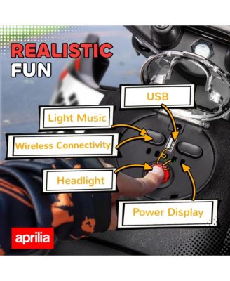 12V Aprilia Licenced Kids Motorcycle with Training Wheels,