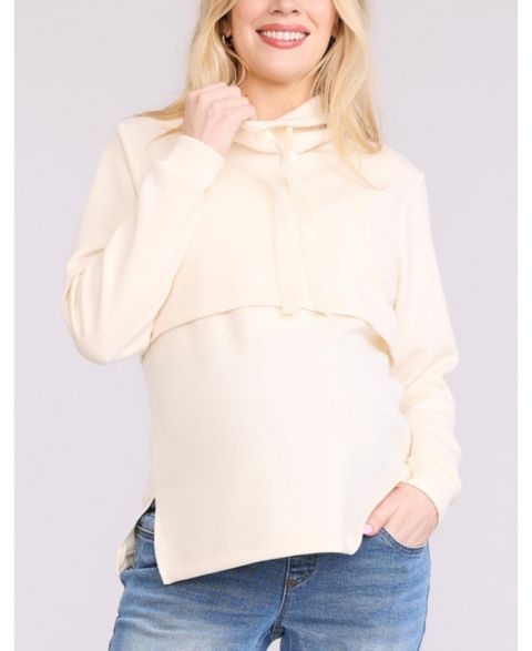 Женская толстовка Motherhood Maternity Funnel Neck Pullover Nursing, цвет: Состаренный белый