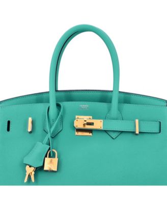 Pre-Owned Hermes Birkin 30 Handbag Green Epsom with Gold Hardware