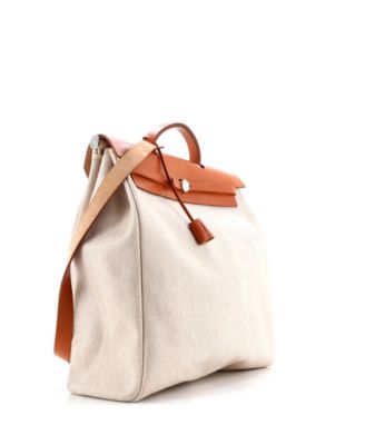 Pre-Owned Hermes MM Herbag Toile and Leather