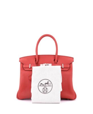 Pre-Owned Hermes Birkin 30 Handbag Pink Clemence with Palladium Hardware