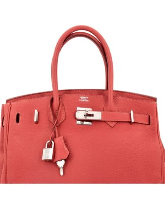Pre-Owned Hermes Birkin 30 Handbag Red Togo with Palladium Hardware