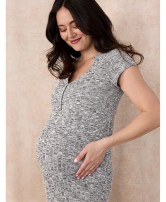 Women's Short Sleeve Henley Bodycon Maxi Dress - Motherhood Maternity