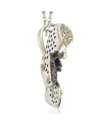 Suzy Levian Sterling Silver Sapphire Flower Petal Pendant