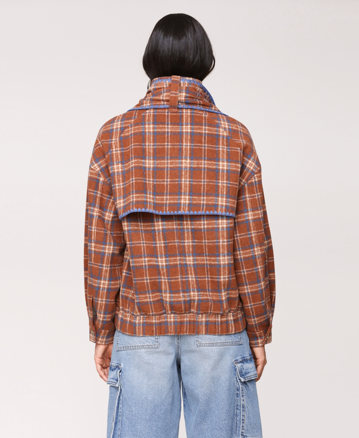 Avec Les Filles Women's Scarf Bomber Jacket In Brown