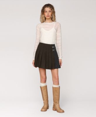 Women's Mixed Pattern Pleated Mini Skirt