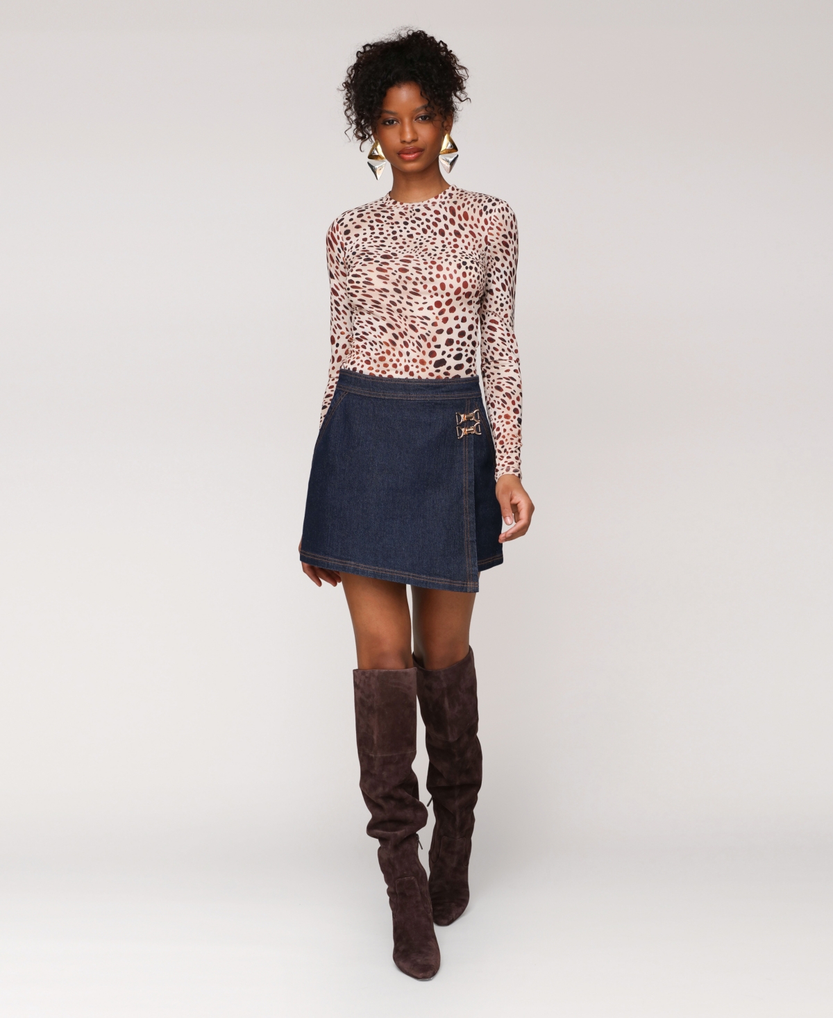 Avec Les Filles Women's Mini Envelope Denim Skort In Multi