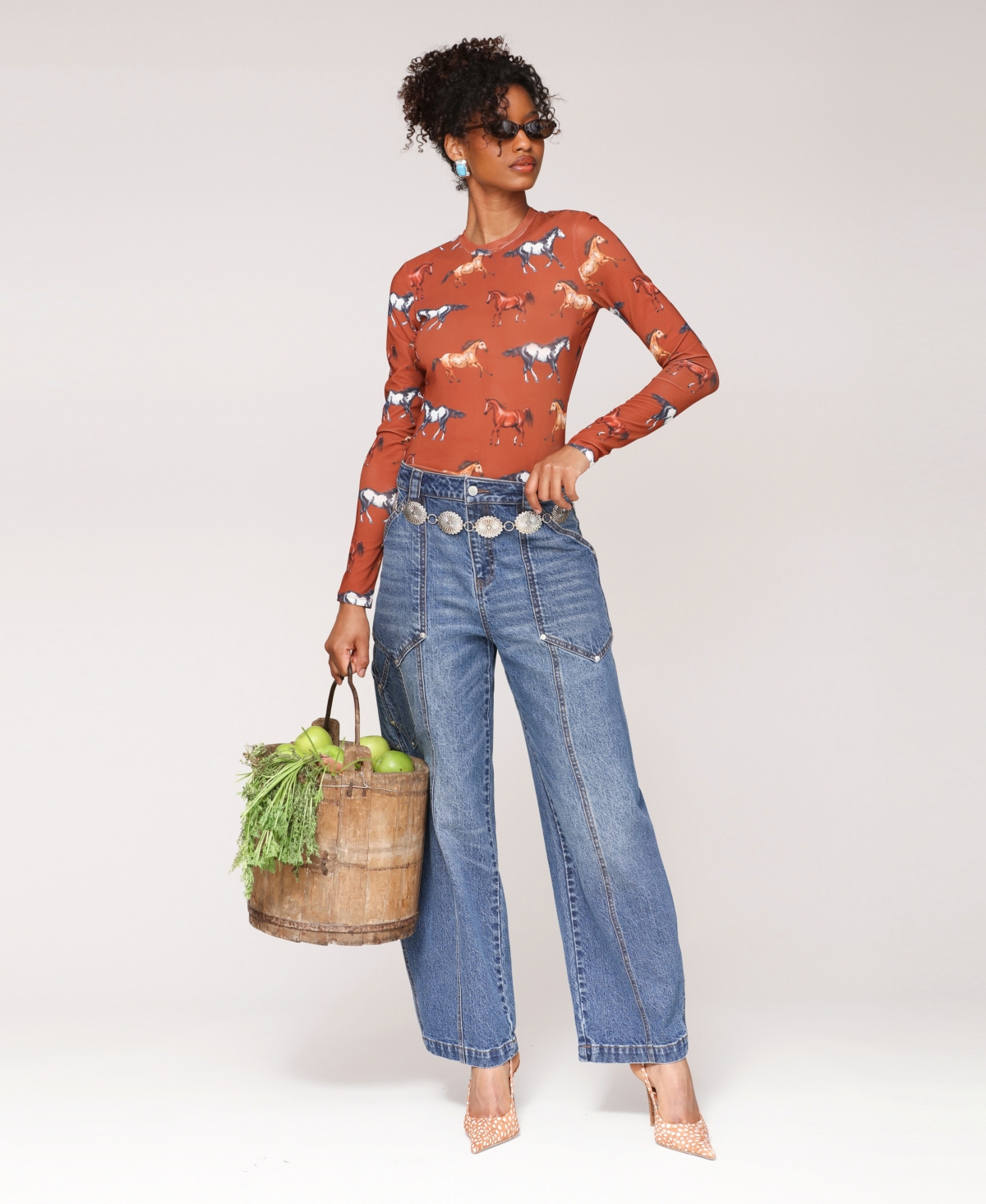 Avec Les Filles Zucchini Leg Carpenter Jeans In Blue