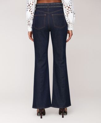 Women's Studded Belt High Rise Boot Cut Jeans