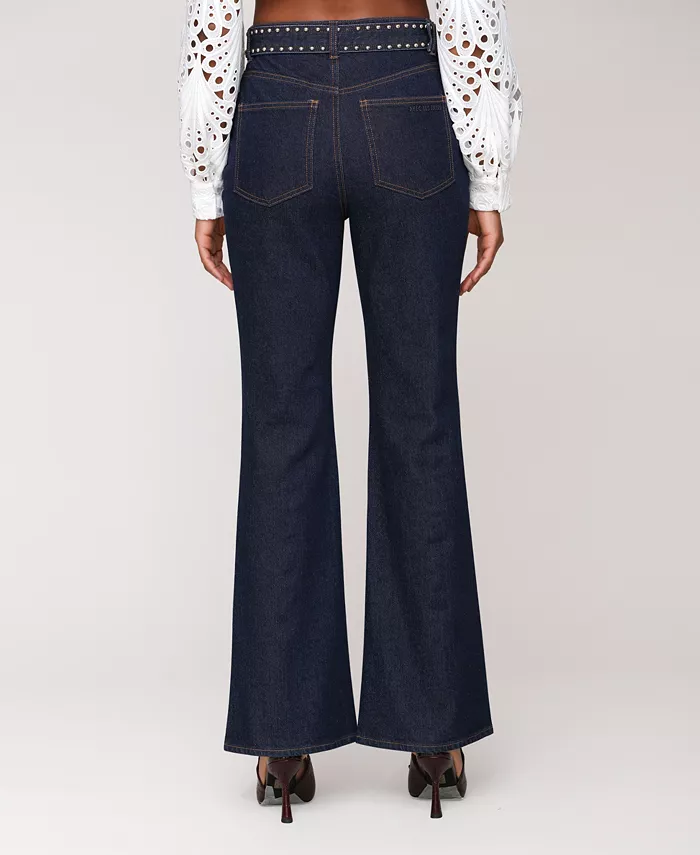 Women's Studded Belt High Rise Boot Cut Jeans - thumbnail 8