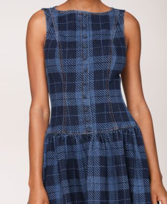 Women's Drop Waist Boat Neck Mini Dress