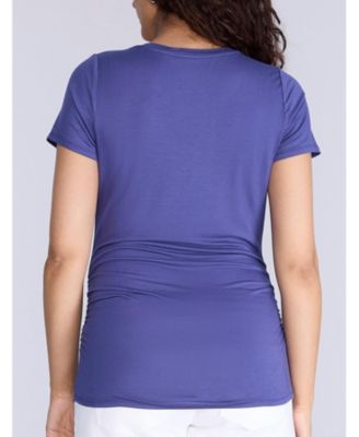 Maternity V-Neck Side-Ruched Short Sleeve Tee - Motherhood