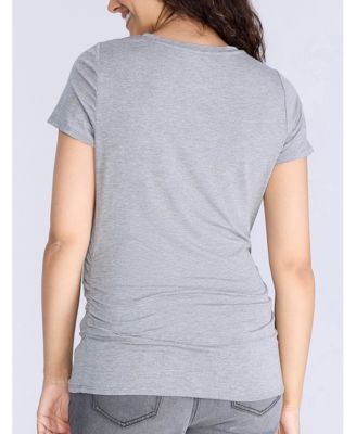 Maternity V-Neck Side-Ruched Short Sleeve Tee - Motherhood