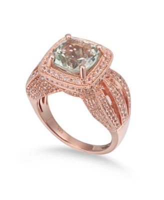 Suzy Levian Sterling Silver Cushion Cut Center Topaz Cocktail Ring