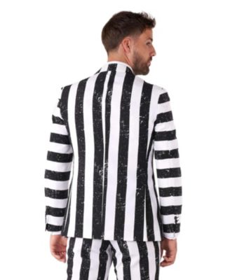 Men's Beetlejuice Premium Costume - 80s Halloween Outfit - Slim Fit - Black White - Includes Blazer, Pants and Tie