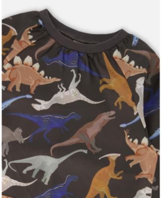 Boy School Apron Black Dinosaur Print - Toddler|Child