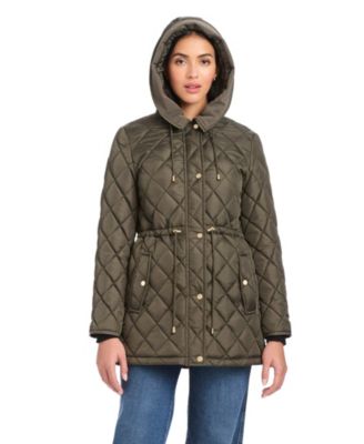 Women's Diamond Quilted Anorak Jacket With Hood