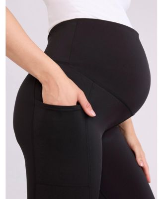 Women's Over the Belly Side Pocket Active Maternity Leggings - Motherhood Maternity