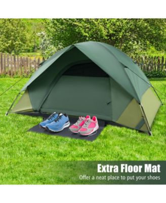 2-Person Camping Tent with Removable Rain Fly and Double-Layer Door - Green