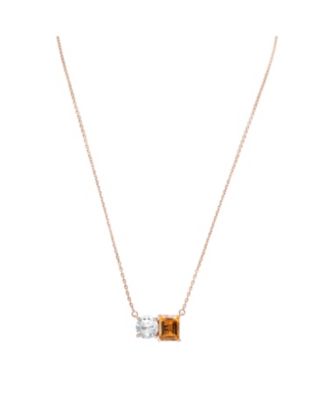 Suzy Levian Sterling Topaz Two Stone Necklace