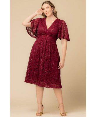 Plus Size Starry Sequin Lace Cocktail Dress