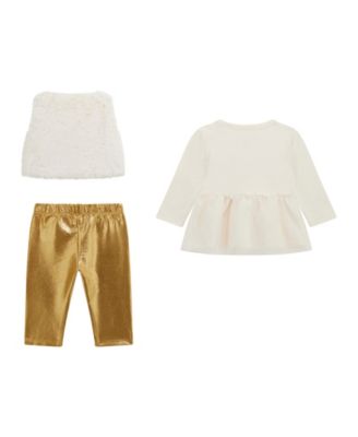 Baby Girls 3-Piece Vest, Long Sleeve Top and Leggings Set