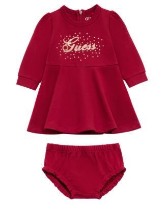 Baby Girls 2-Piece Ponte Long Sleeve Dress and Bloomer Set