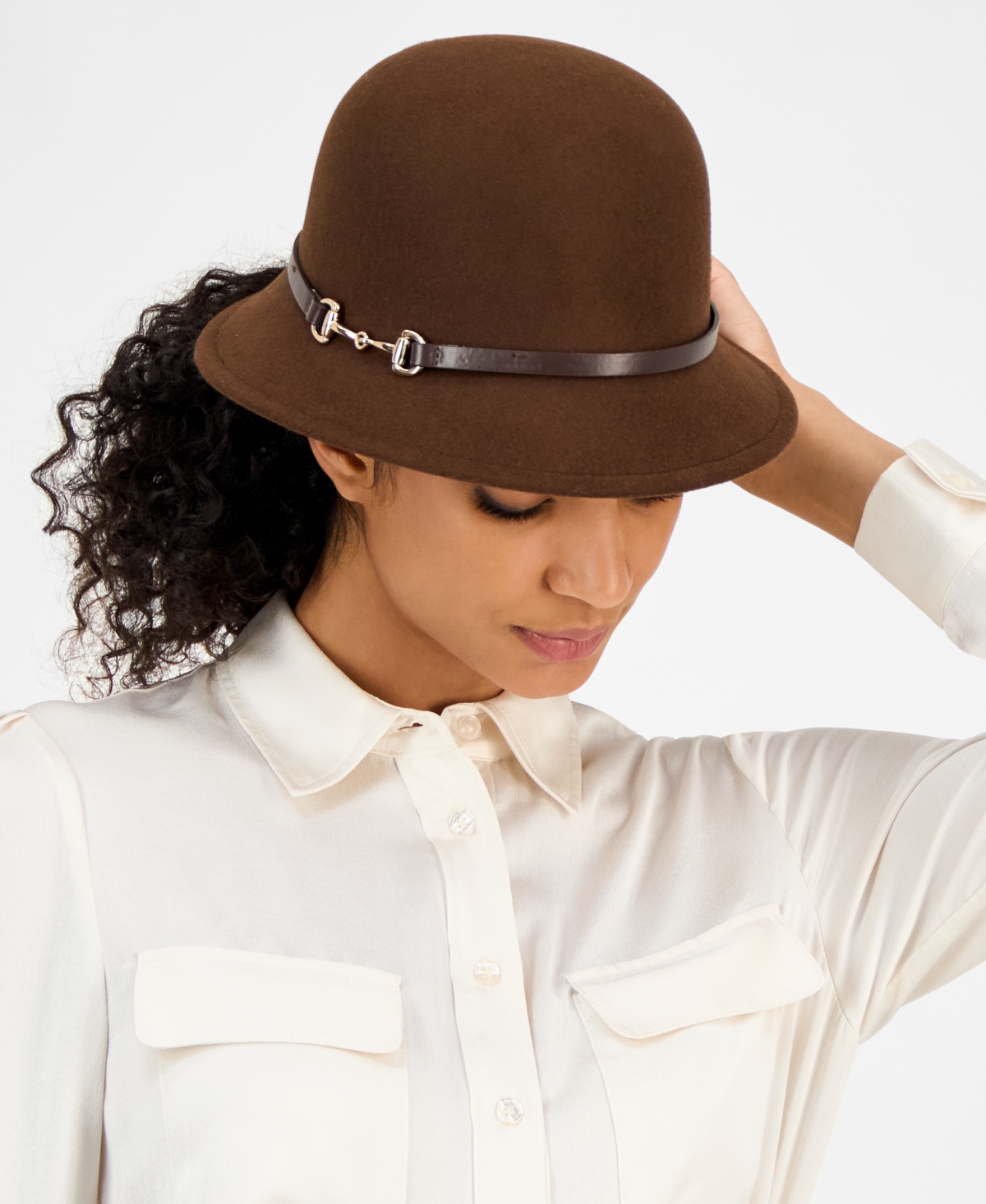 Giani Bernini Horsebit Felt Cloche Hat, Macy's Exclusive In Brown
