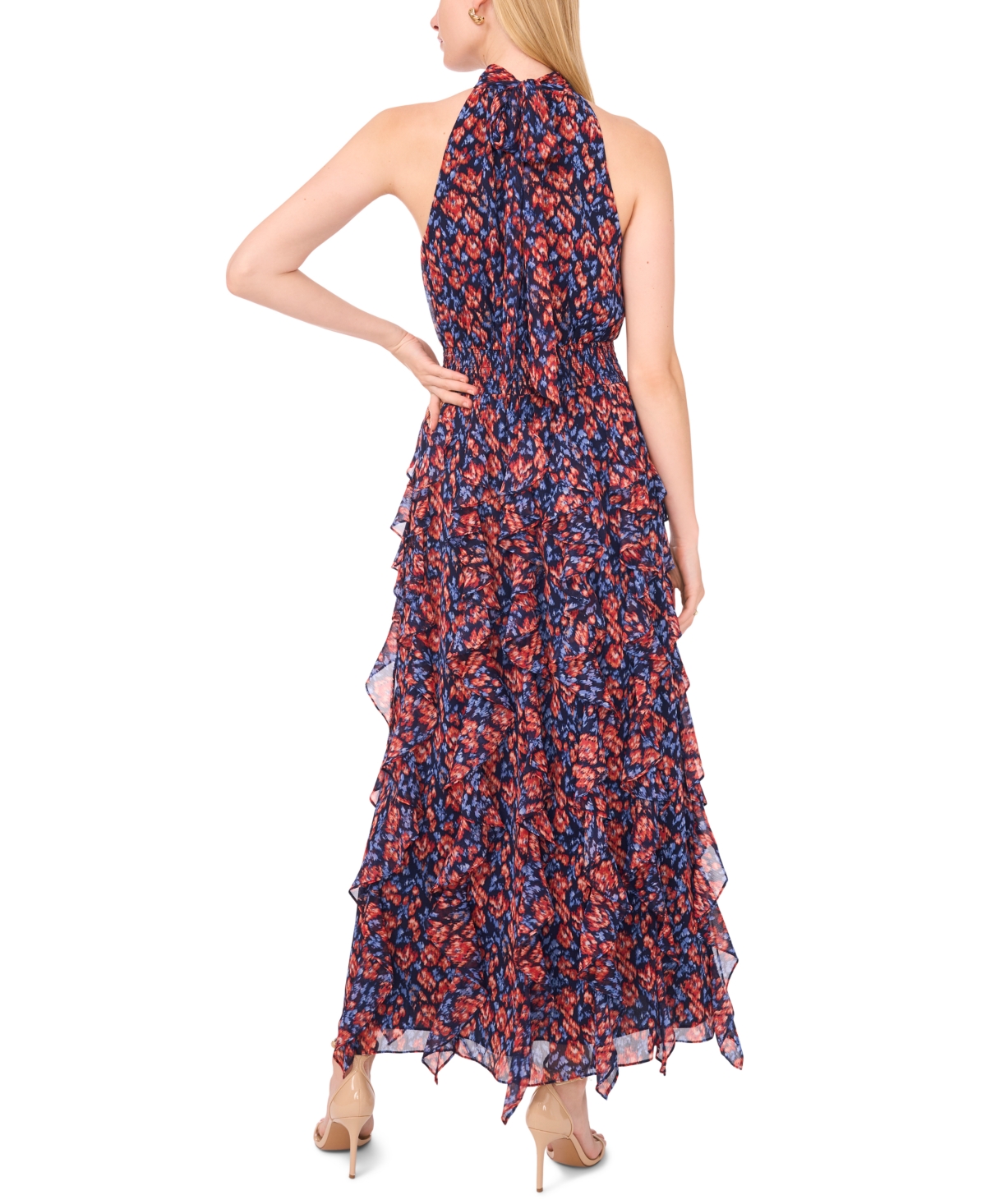 1.state Floral Cascading Flounce Maxi Dress In Multi