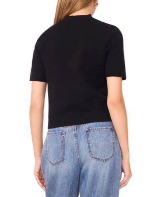 Saddle Short Sleeve Crewneck Sweater