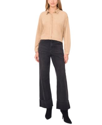 Women's Long Sleeve Suede Shirt