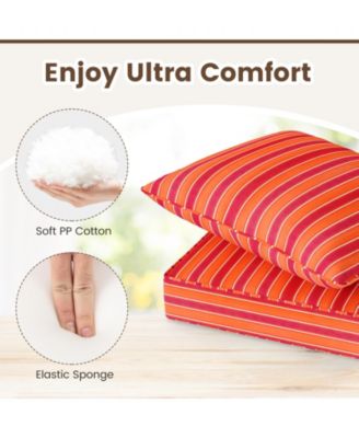 2PCS Deep Seat Chair Cushion Pads Set Indoor/Outdoor with Rope Belts