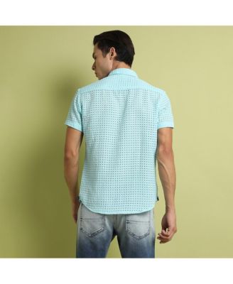 Men's Light Blue See-Through Square Shirt