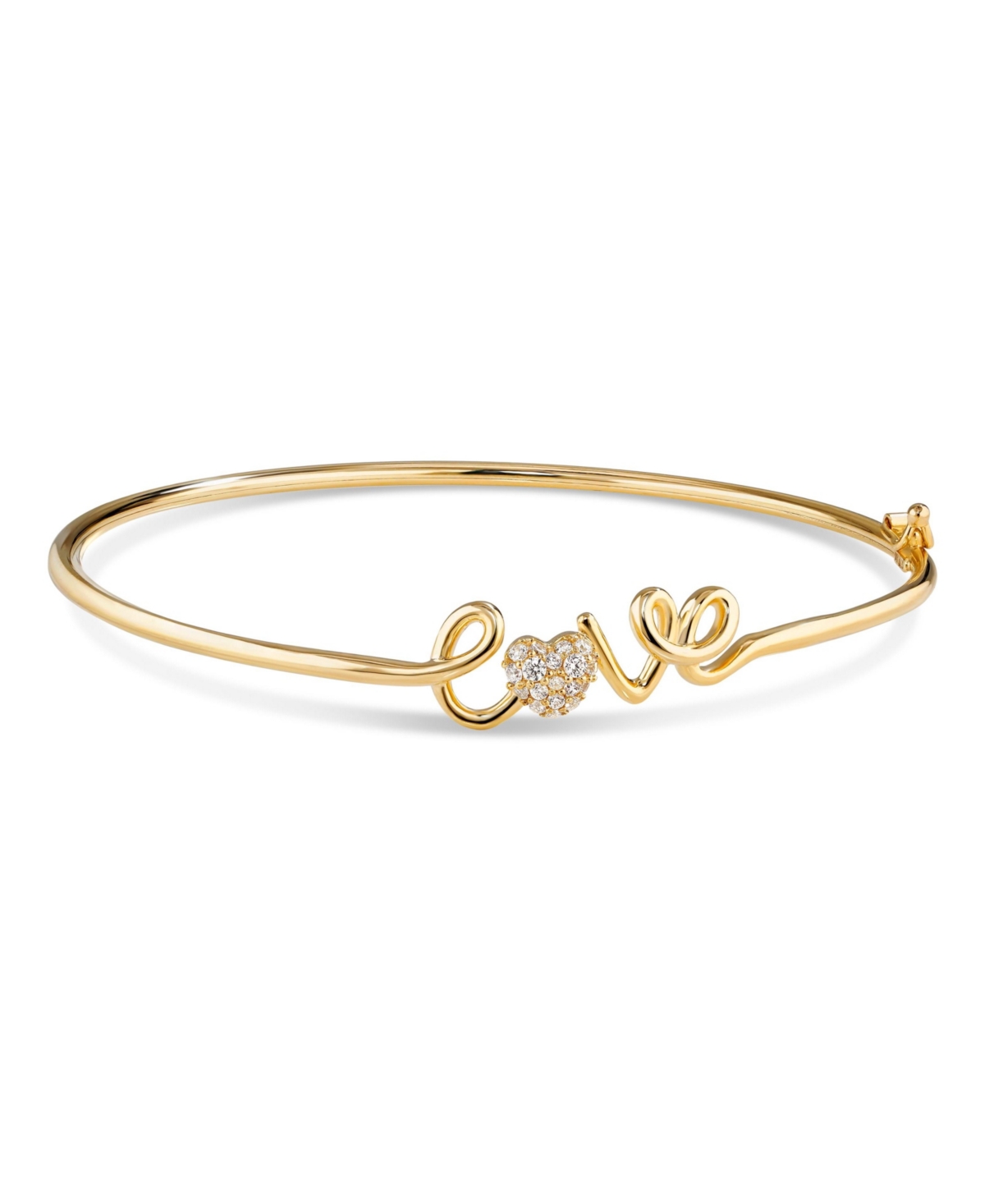 Love Script Bangle Bracelet in 14K Gold, Fits Small Wrist, approx. 3.7 grams - Gold