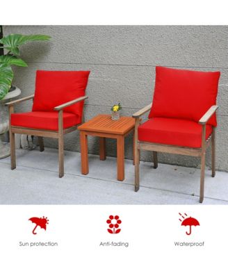 2PCS Deep Seat Chair Cushion Pads Set Indoor Outdoor W/ Rope Belts