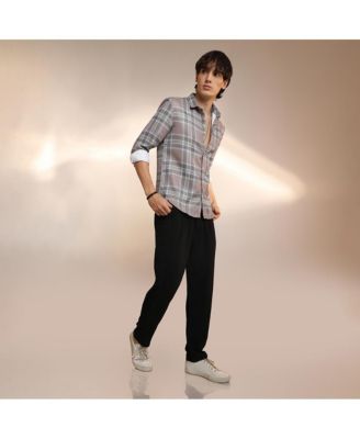 Men's Nude Pink & Cloud Grey Tartan Plaid Shirt