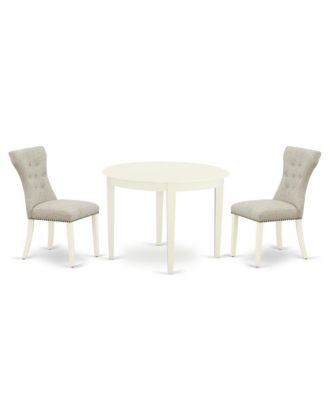 3 pc Rubber Wood Linen Dining Room Set