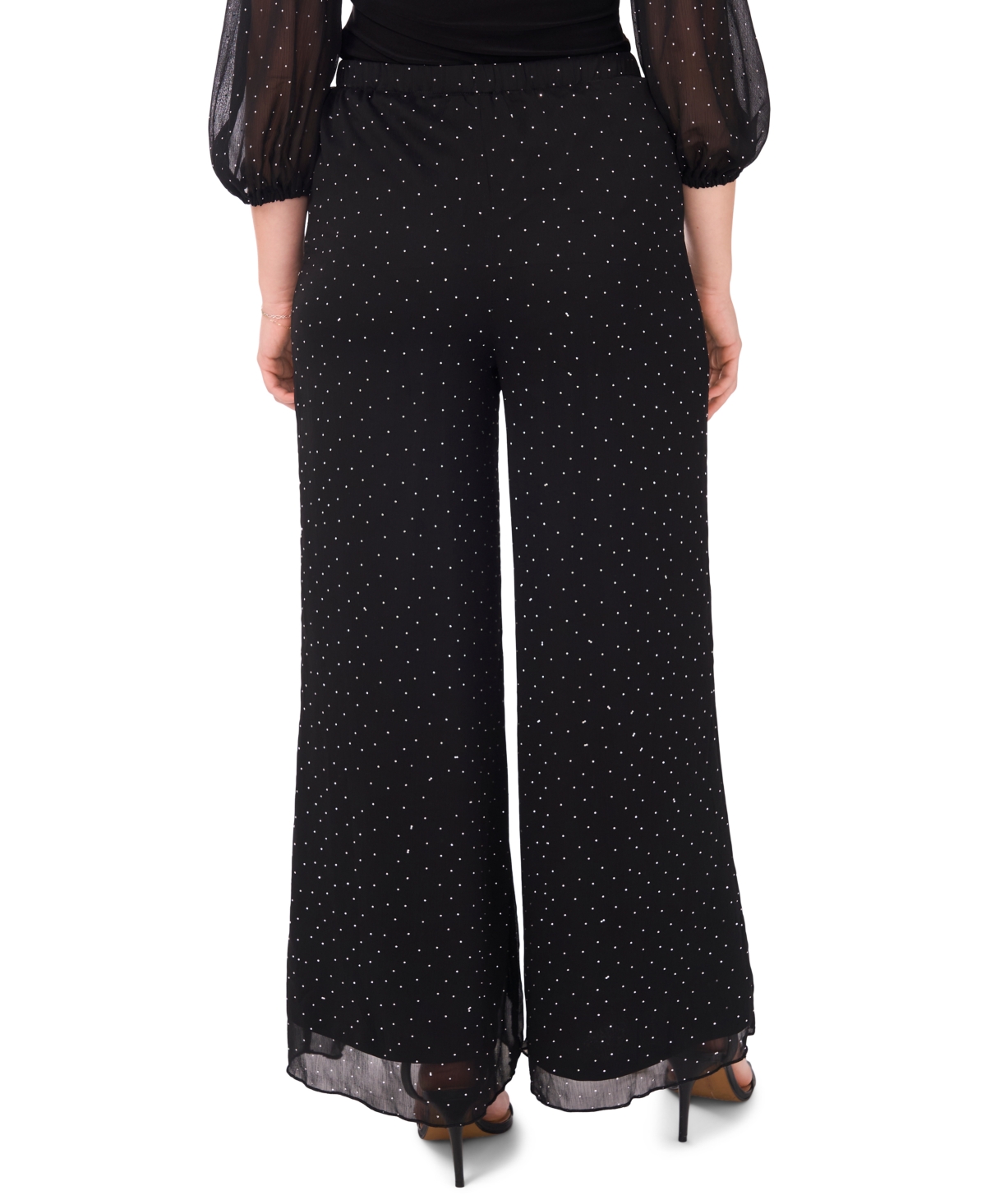 Msk Women's Pull-on Nails Studs Palazzo Pants In Black