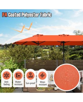 13 Feet Double-Sided Patio Twin Table Umbrella with Crank Handle