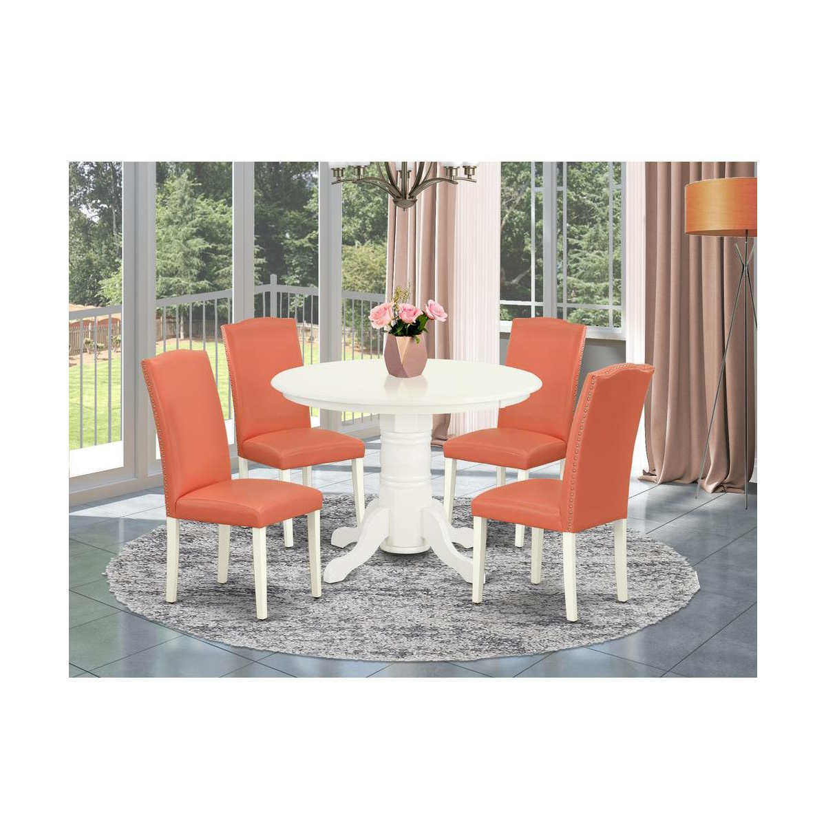 East West Furniture Dining Room Set Linen White